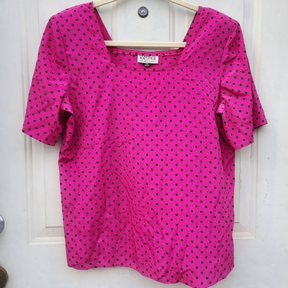Vintage Pink Polka‎ Dot Blouse